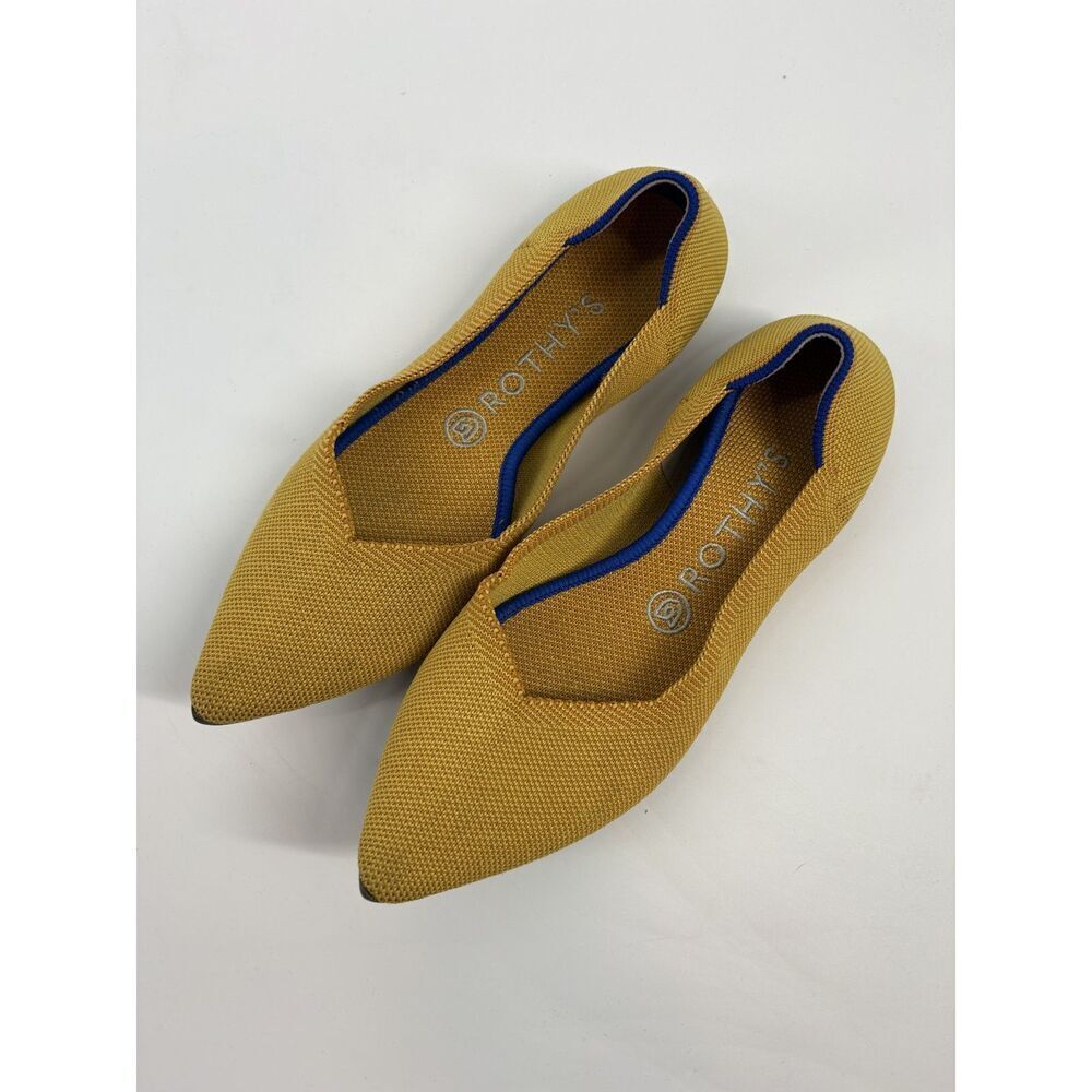 Rothy’s Mustard Yellow Pointed Toe Flats | Knit Slip-On Comfort Shoes